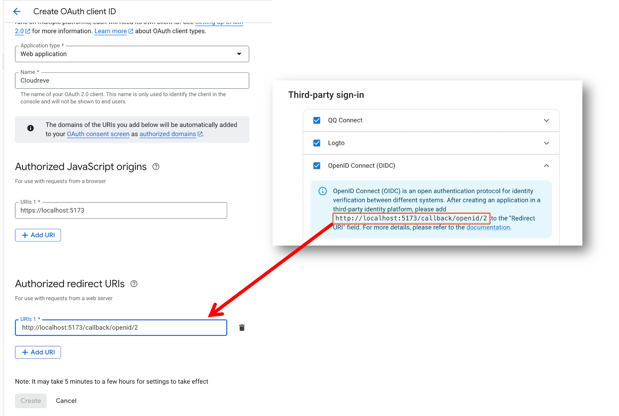 Configure redirect URIs